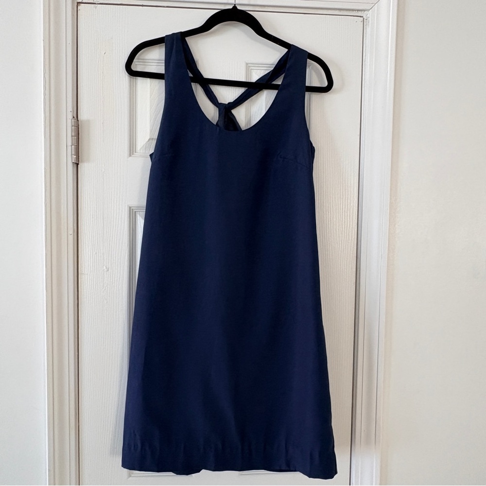 J Crew Navy Sleeveless A-Line Dress with Crossback Detail